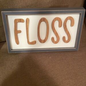 Wooden 'FLOSS' Wall Decor Sign - Brown and White